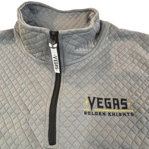 Vegas Golden Knights Mens 2XL Grey Quilted Quarter Zip Pullover Station Casinos